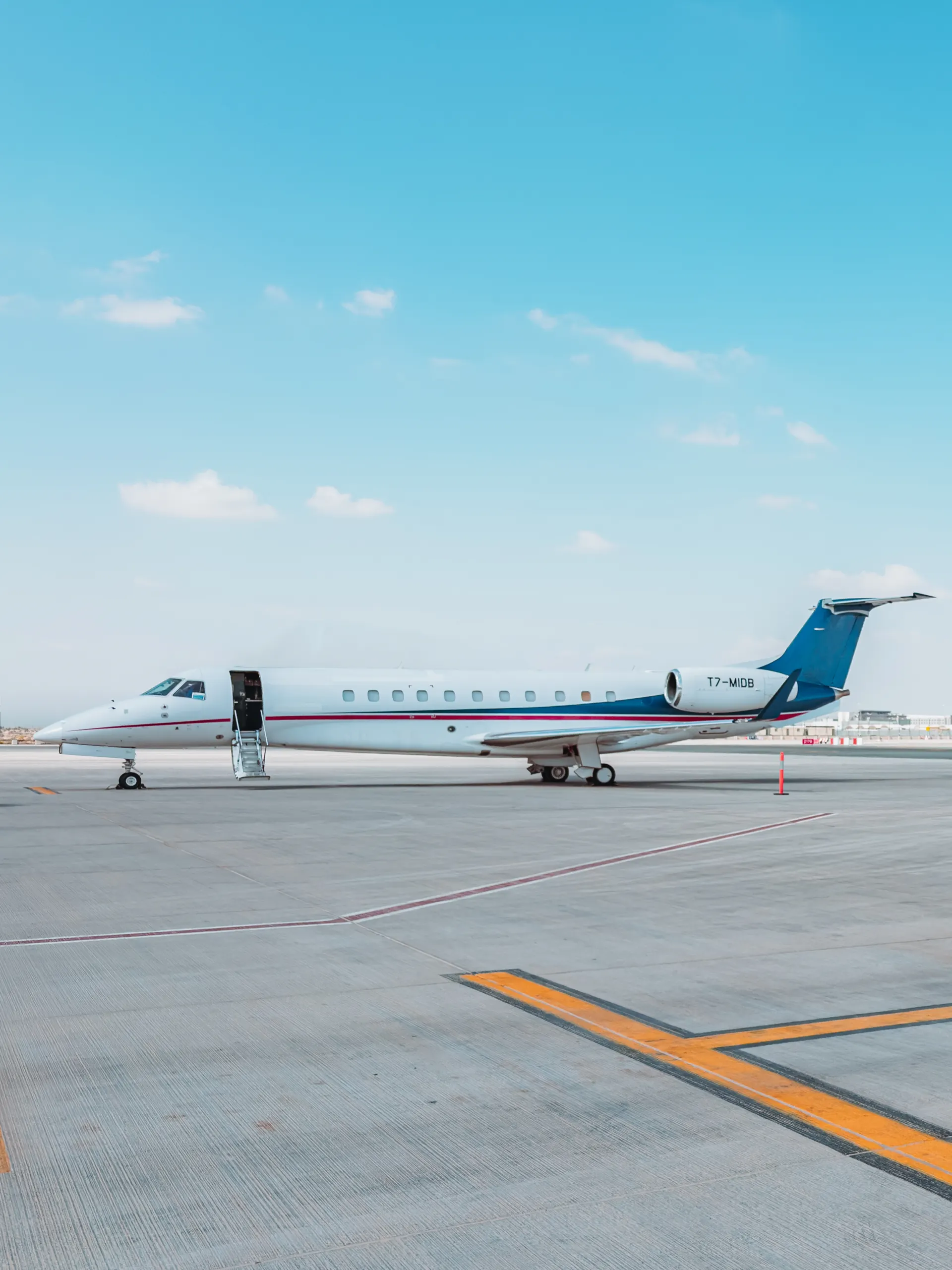 Embraer Legacy 650 T7-MIDB on the tarmac at Dubai World Central